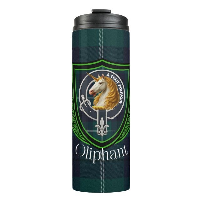 Garrafa Térmica Oliphant Scottish Clan Tartan & Crest (Frente)