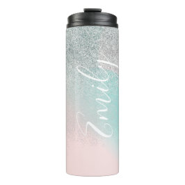 Garrafa Térmica Ombre Faux Sparkle Pastel Monogramas