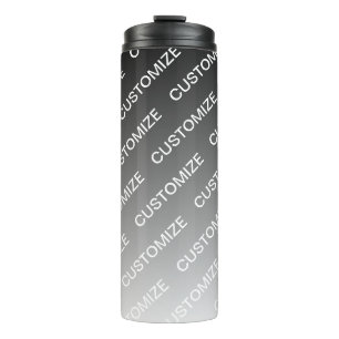 Garrafa Térmica Ombre & Padrão de Texto (cor mutável) Cinza