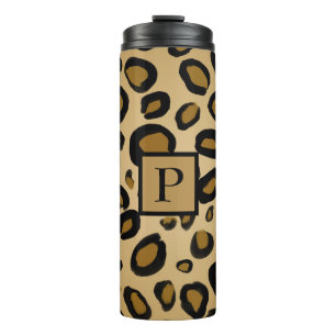 Garrafa Térmica Onças Pintadas Estampa de Leopardo Manchas Dourado