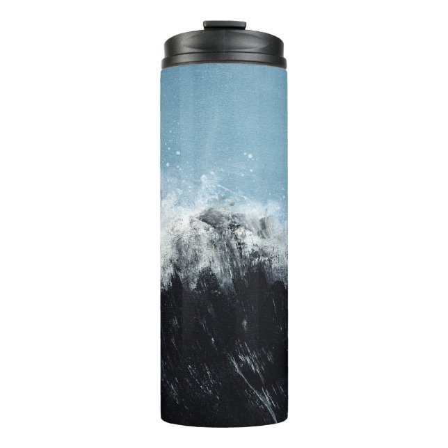 Garrafa Térmica Onda marítima: design pintado à mão (Frente)