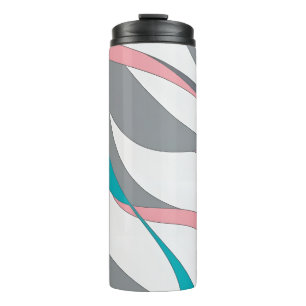 Garrafa Térmica Ondas abstratas Rosa Azul CinzaThermal Tumbler