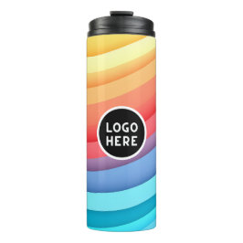 Garrafa Térmica Ondas Abstrato modernas do arco-íris com seu logot