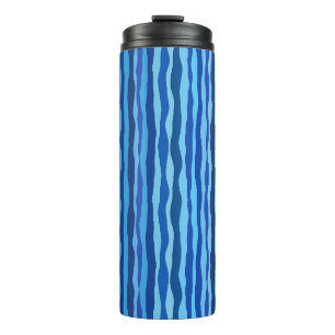 Garrafa Térmica Ondas de Azul Ciano Azul Naval Cobalto Azul Céu