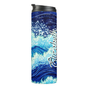 Garrafa Térmica Ondas do Oceano Azul