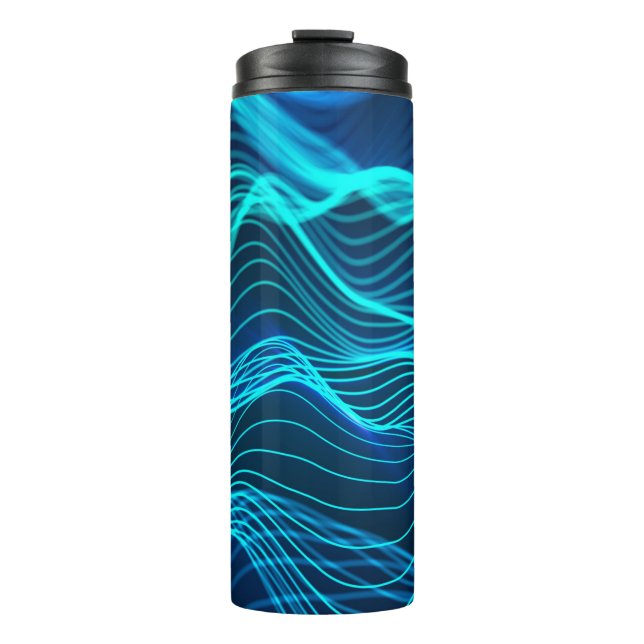 Garrafa Térmica Ondas neon de numerosas linhas de abstrato e linha (Frente)