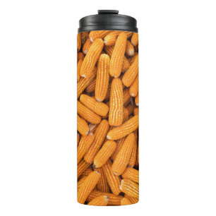 Garrafa Térmica Orange Corn Cob: Colheita de Fundo Agrícola