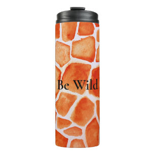 Garrafa Térmica Orange Giraffe Animal Print