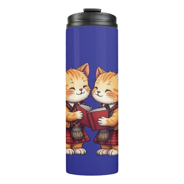 Garrafa Térmica Orange Kitties Reading Burns Night (Frente)