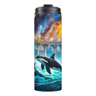 Garrafa Térmica Orcas no Castelo de Galaxy Design por Rich AMeN Gi