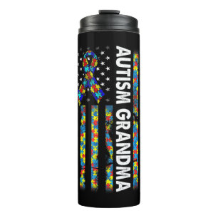Garrafa Térmica Orgulho Autismo Avó-Americana Bandeira Autismo Aw