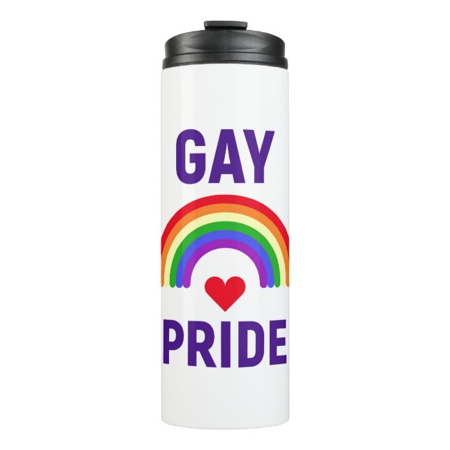 Garrafa Térmica Orgulho gay| Coração e arco-íris (Frente)
