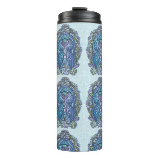 Garrafa Térmica Ornamentado Azul e Teal Mandala Design