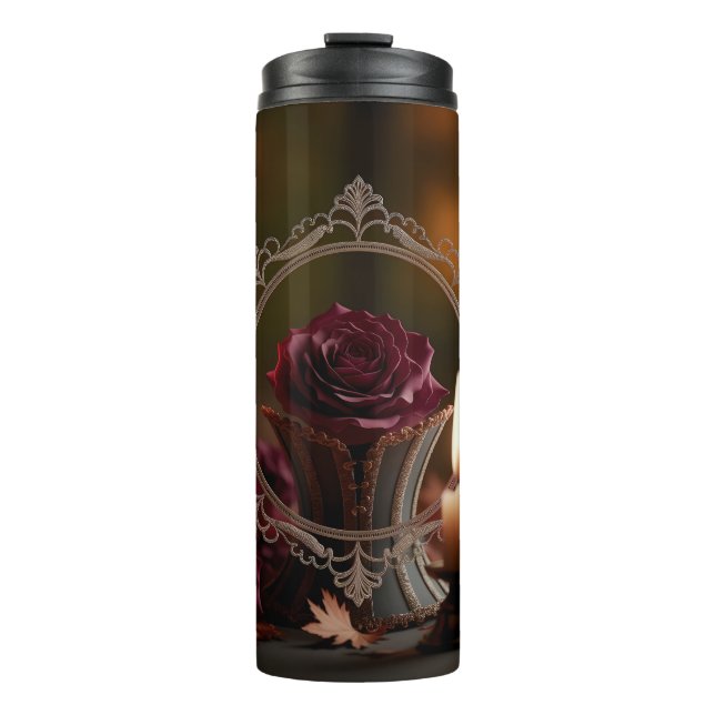 Garrafa Térmica Ornamentado Vitoriano Espelho Roxo Rosa (Frente)