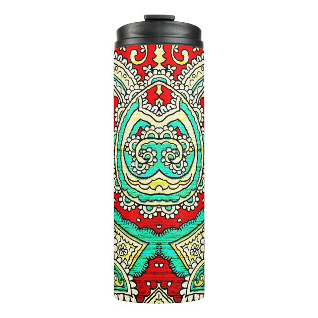 Garrafa Térmica Ornamento arabesco neon: estilo 80. (Frente)