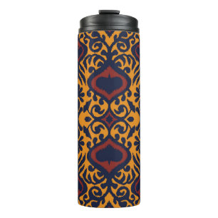 Garrafa Térmica Ornamento geométrico do folclore Ikat. damasco ori