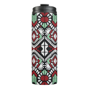 Garrafa Térmica Ornamento geométrico do folclore Ikat. Tribal Ét