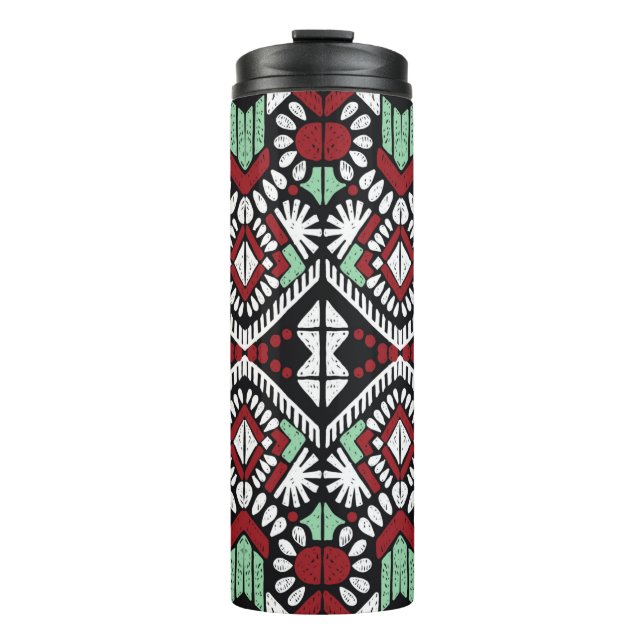 Garrafa Térmica Ornamento geométrico do folclore Ikat. Tribal Étni (Frente)