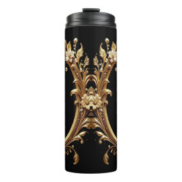 Garrafa Térmica Ornato Floral Dourado