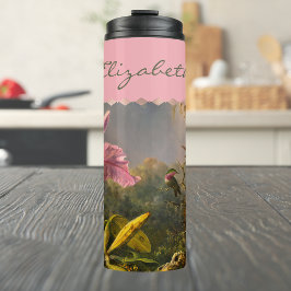 Garrafa Térmica Orquídea de Cattelya brasileira e 3 beija-flores