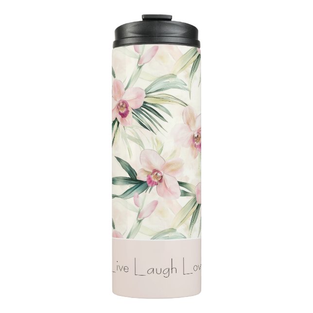 Garrafa Térmica Orquídea Flores Amor Rosa Beijo Verde (Frente)