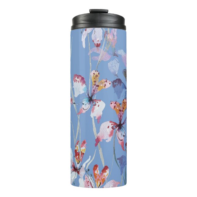 Garrafa Térmica Orquídea Selvagem Elegância: Luxo Aquarela (Frente)