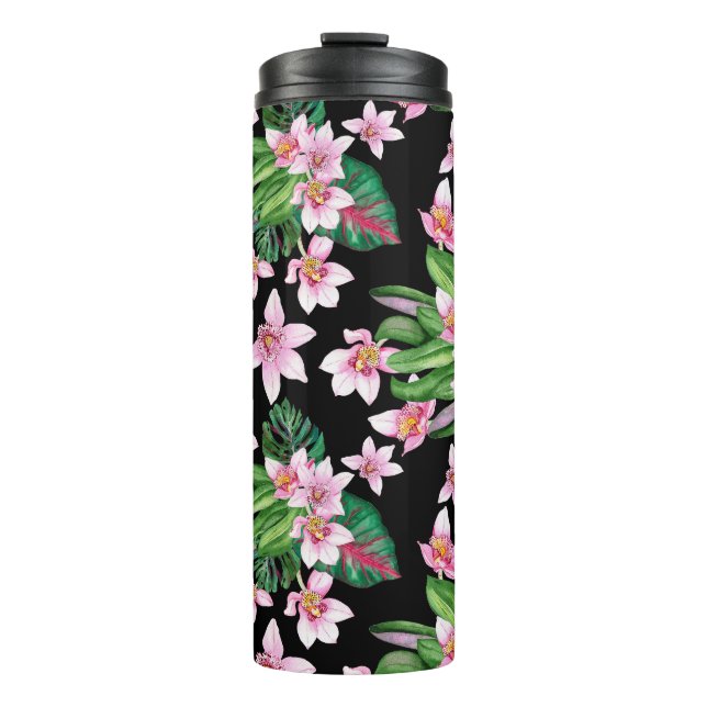 Garrafa Térmica Orquídeas Aquarelas Design 27 (Frente)
