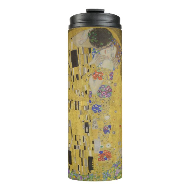Garrafa Térmica Os amantes beijando o abraço de Gustav Klimt (Frente)