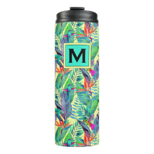 Garrafa Térmica Os colibris da aguarela adicionam sua inicial