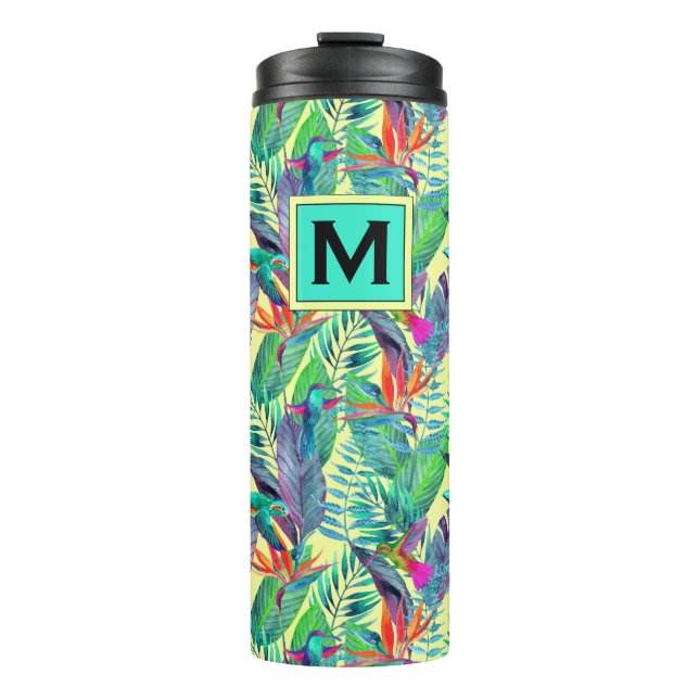 Garrafa Térmica Os colibris da aguarela | adicionam sua inicial (Frente)