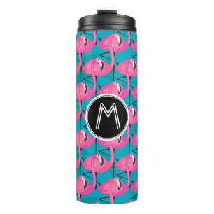 Garrafa Térmica Os flamingos de néon dois adicionam sua inicial