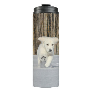 Garrafa Térmica Ouro branco - Retriever Puppy na neve