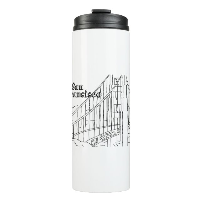 Garrafa Térmica Ouro de San Fran Ponte Design Arte Califórnia (Frente)