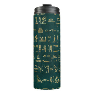 Garrafa Térmica Ouro Egípcio Hieroglifos Typografia Egito