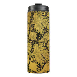 Garrafa Térmica Ouro Floral Padrão Oriental Fllower