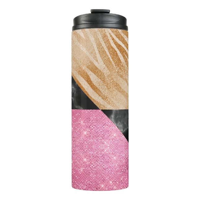 Garrafa Térmica Ouro Glam Glitter (Frente)