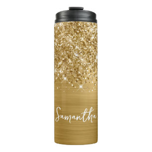 Garrafa Térmica Ouro Glam Glitteroso Nome Personalizado