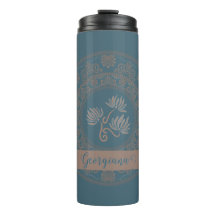 Ouro Personalizado Teal Rococo Lotus Dot Mandala