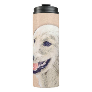 Garrafa Térmica Ouro Retriever com Tênis Ball Painting Dog Art