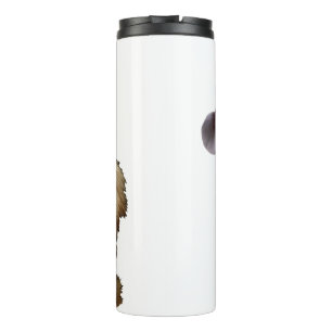 Garrafa Térmica Ouro Retriever vestindo um chapéu de Papai Noel