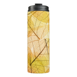 Garrafa Térmica Outono deixa o fundo amarelo e laranja - trans