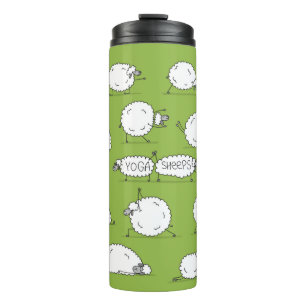 Garrafa Térmica Ovelha engraçada fazendo ioga, esboço