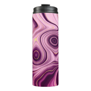 Garrafa Térmica Padrão Abstrato Colorido Luxuoso Glam Lilás Claro