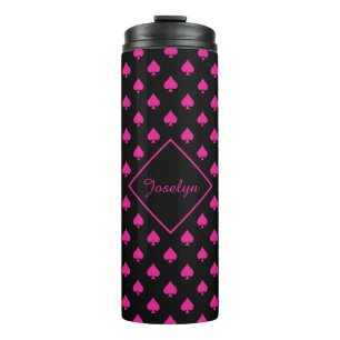 Garrafa Térmica Padrão Ace of Spades com nome Rico preto e rosa