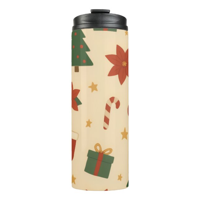 Garrafa Térmica Padrão Aconchegante de Natal com Presentes e Árvor (Frente)