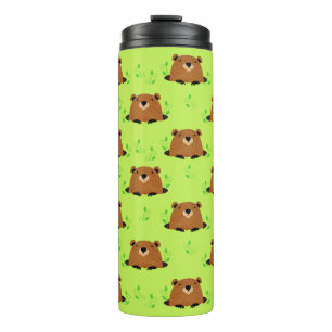 Garrafa Térmica Padrão Adorável de Groundhog Woodland