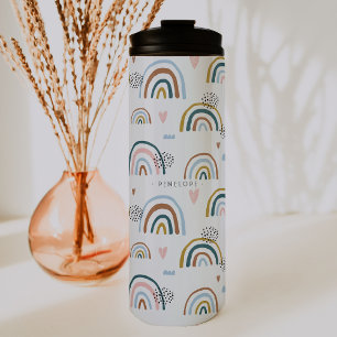 Garrafa Térmica Padrão Alegre de Arco-Íris Tumbler Monograma