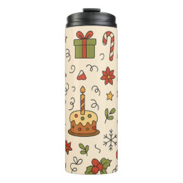 Garrafa Térmica Padrão Alegre de Doodle de Natal
