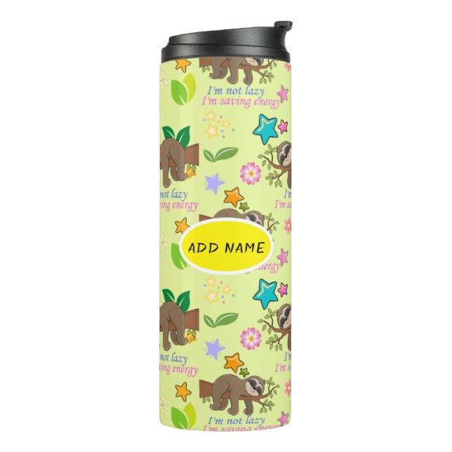 Garrafa Térmica Padrão Amarelo Bonito, Preguiçoso Engraçado Citaçã (Giro à esquerda)