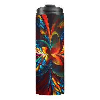 Garrafa Térmica Padrão Azul Laranja-Abstrato Floral Moderno #14